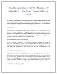 Dental Implants Missouri City TX - Advantages Of Picking The Very Best Dental Professional Missouri City Tx .doc